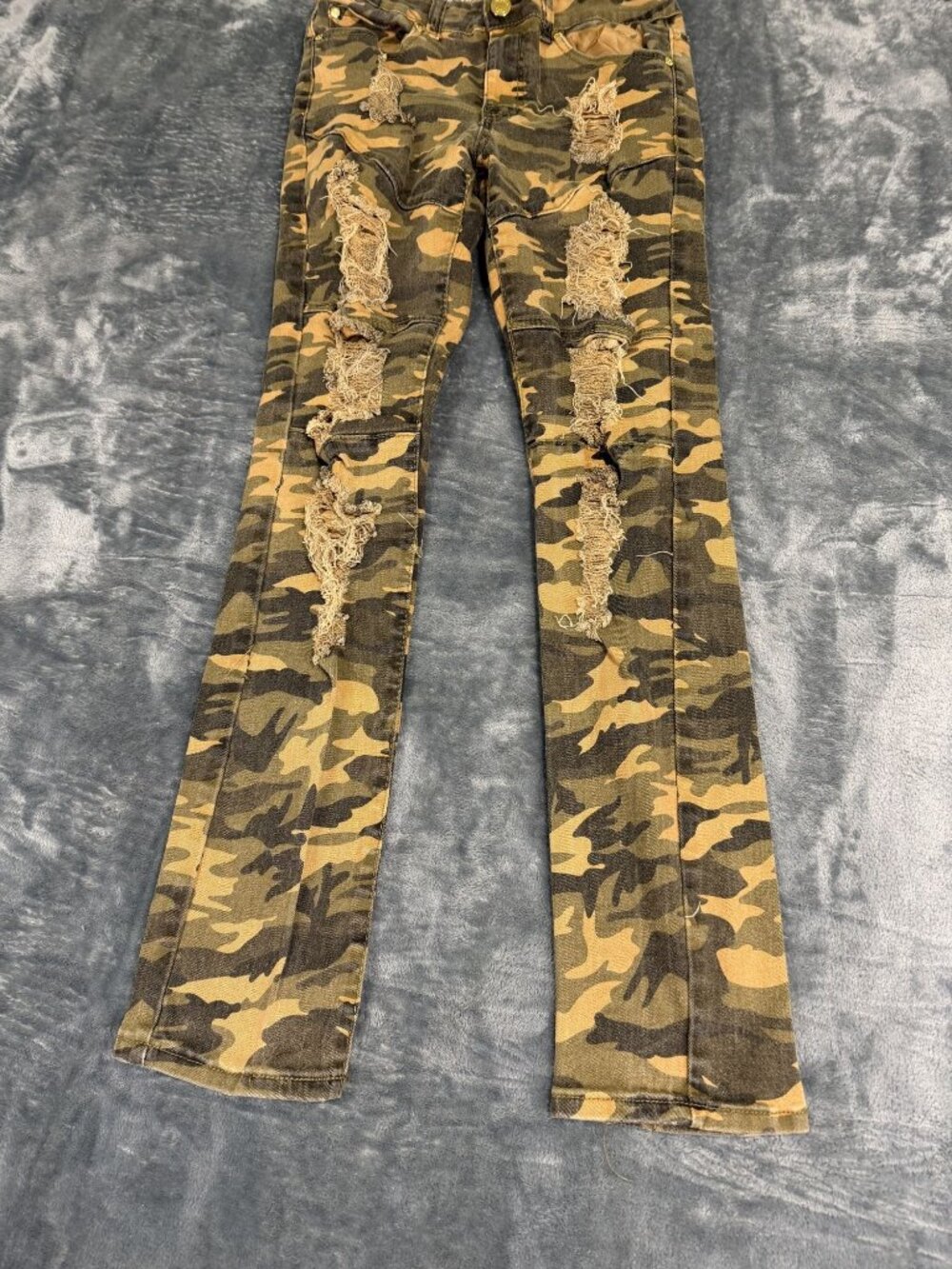Argonaut Nation Mens Camo Distressed Ripped Slim Fit Jeans 30x32